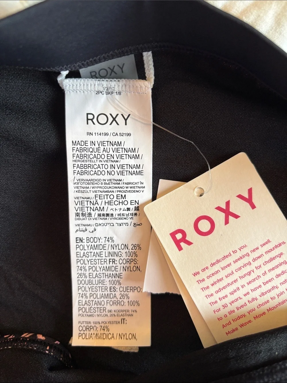 Roxy active long sleeve  Black & Pink Active Rash Guard bikini Set NWT